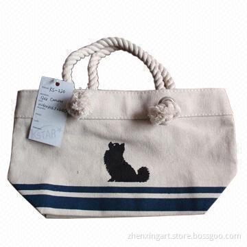 Canvas shopping bag with cotton rope handles